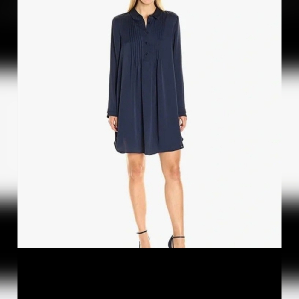 BCBGeneration  Dark Navy Pintuck Shirt Mini Dress